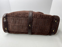 Fendi magic brown FF monogram suede satchel handbag