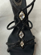 Rene Caovilla black embellished sandal heel Sz 39