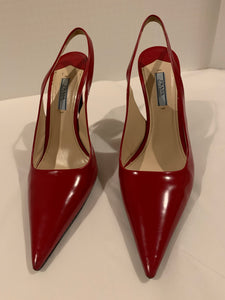 PRADA pointed red leather slingback heels Size 39.5