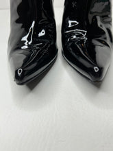 STUART WEITZMAN BLACK SOFT PATENT LEATHER  CHAIN UP BOOTIES  US 7.5