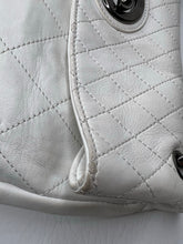 Chanel fold over white stitched hobo bag with thick chain