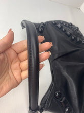Burberry black leather bead studs hobo shoulder bag