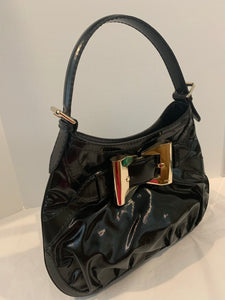 GUCCI Large Queen dialux Black patent hobo bag