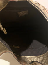 BURBERRY Gold Haymarket Nova Check Brook Hobo Leather Shoulder Bag