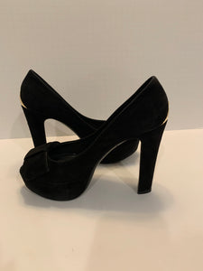 Louis Vuitton black suede platform heels 38
