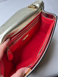 Christian Louboutin Small Metallic Gold Laser Sweet Charity Shoulder Bag Handbag