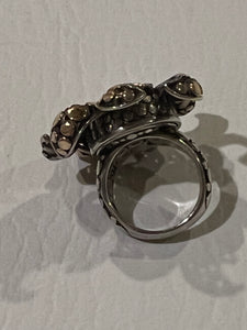 John Hardy flower 3 tier sterling silver and 18kt gold bracelet & ring set