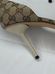 Gucci D’orsey beige Horsebit canvas heel sandal size 10.5