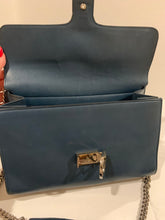 Gucci supreme medium GG interlocking dark teal blue leather flap shoulder bag